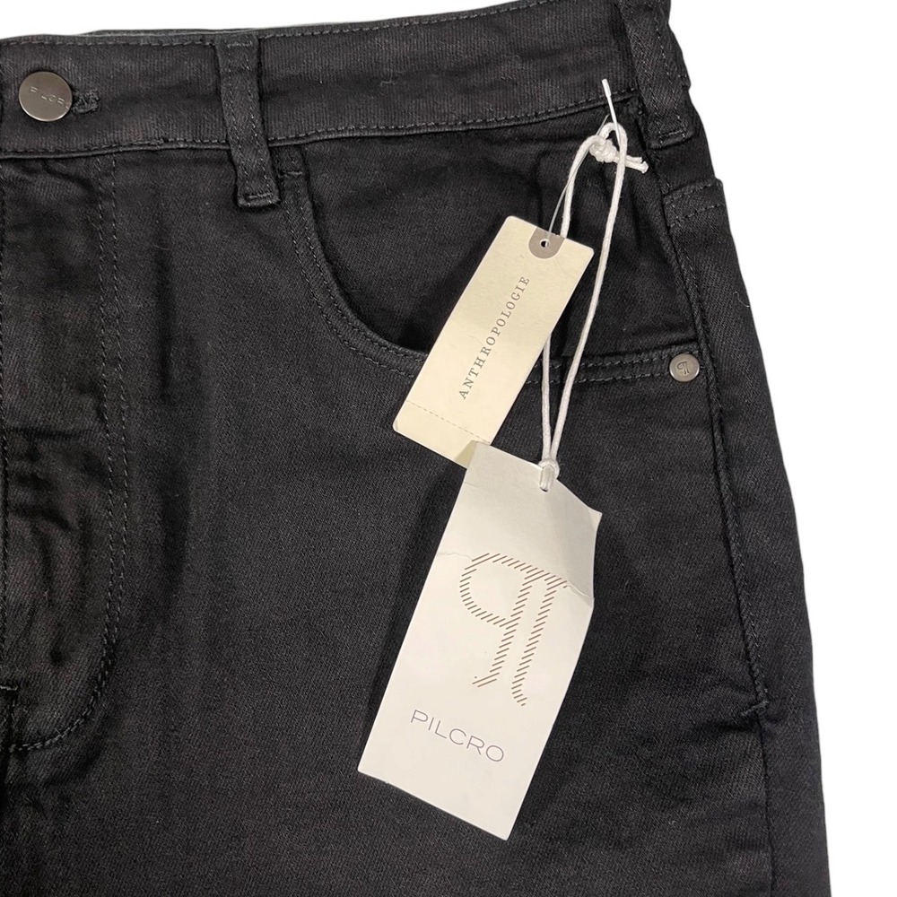 Pilcro 32 Black Flare Jeans High Rise Anthropologie Dark Academia Retro Chic - Picture 6 of 10